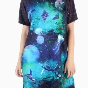 DRESS TEE SIZE XL EUC BLACKMILK GALACTIC OCEAN SLOUGHY